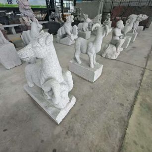 河南芝麻白雕刻 十二生肖 异形雕刻