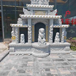 河南芝麻白中国黑石材套墓 花岗岩墓碑