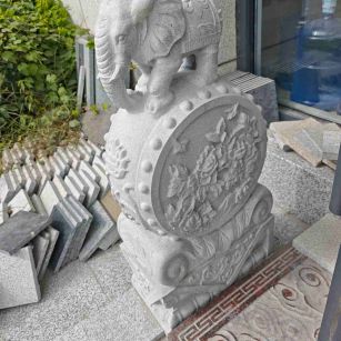 河南芝麻白抱鼓石 庭院抱鼓石